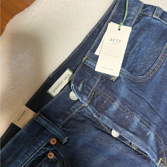 American Eagle Outfitters Straight Crop Dark Blue Women's Jeans - Picture 2 of 11